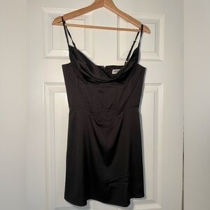 Silk mini black dress
